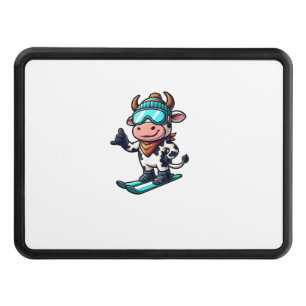Cow Ox Bull Skier Winter Sports Hitch Cover