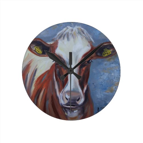 Cow Painting, Cow Decor, Cow Art, Dairy Cow Round Clocks
