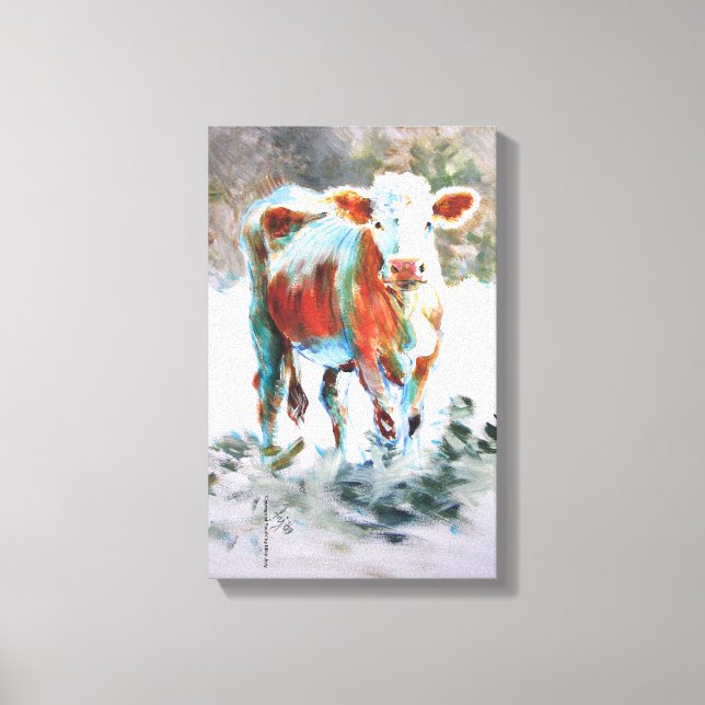 Cow Painting with dramatic unusual colors Canvas Print (Front)