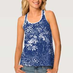 Cow Parsley Cyanotype Style Tank Top