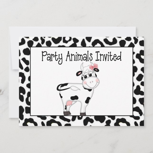 Cow Party Animal Birthday Invitation (Front)