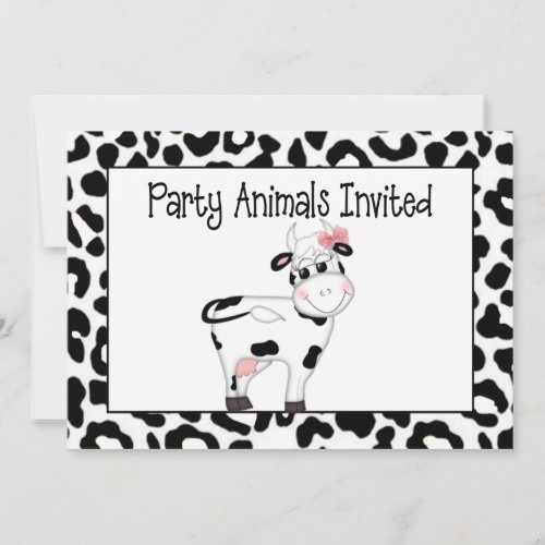 Cow Party Animal Birthday Invitation