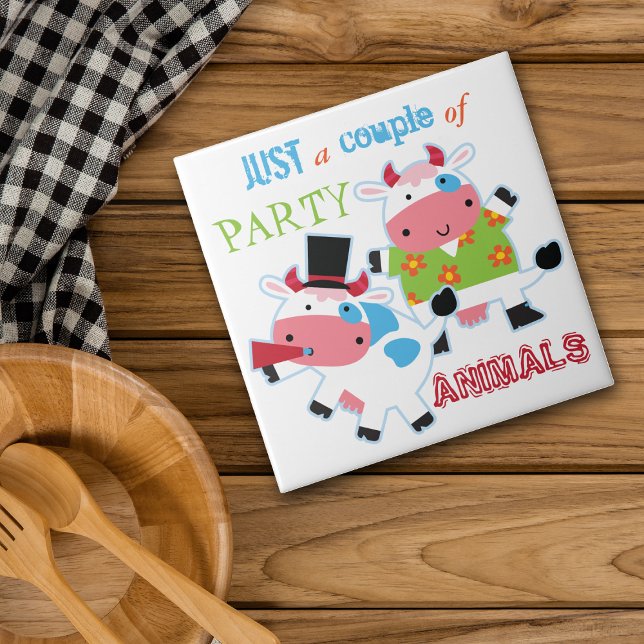 Cow Party Animals Ceramic Tile (Creator Uploaded)
