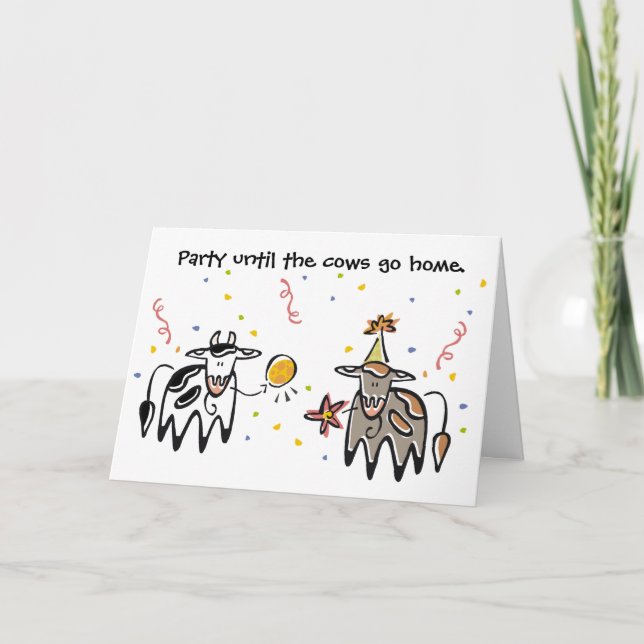 Cow Party Birthday Card (Front)