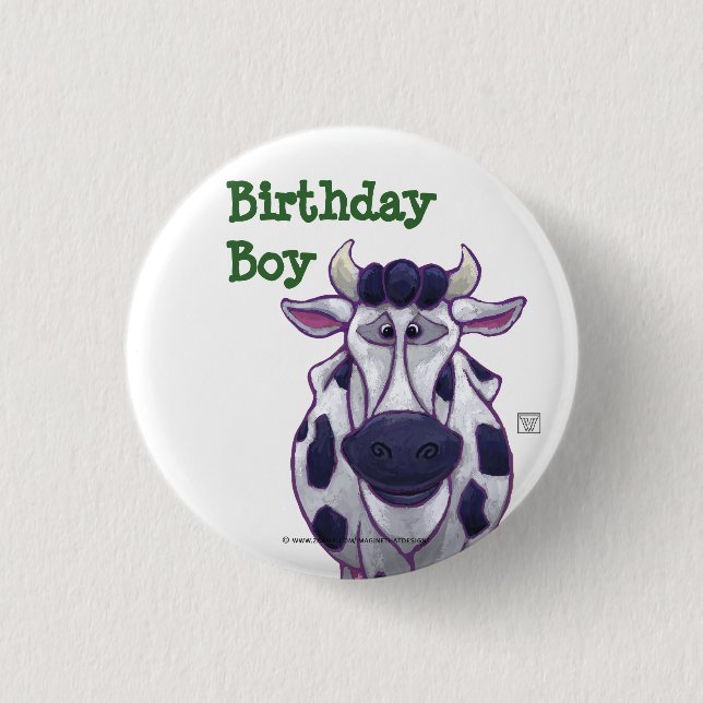 Cow Party Center Pinback Button (Front)