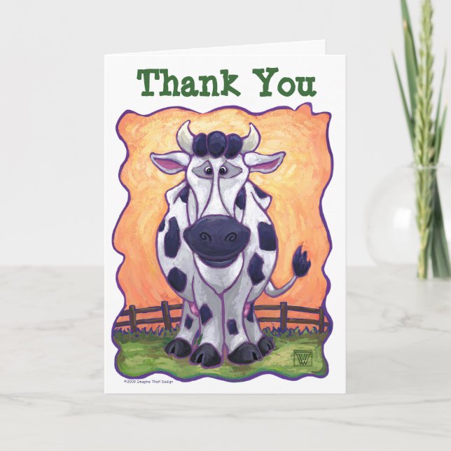 Cow Party Center Thank You Card (Front)