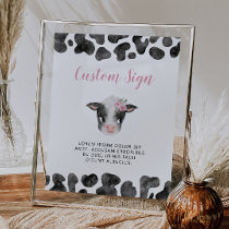 Cow Party Pink Custom Sign