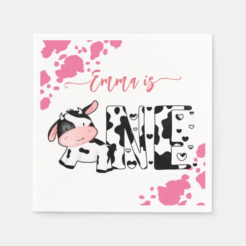 Cow party tableware pink cow pattern personalized napkins