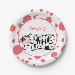 Cow party tableware pink cow pattern personalized paper plates