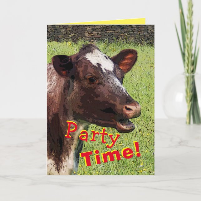 Cow Party time Birthday card (Front)
