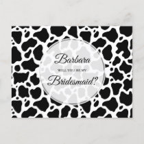 Cow Pattern Background Bridesmaid Card