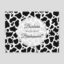 Cow Pattern Background Bridesmaid Card