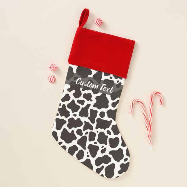 Cow Pattern Background Christmas Stocking (Front)