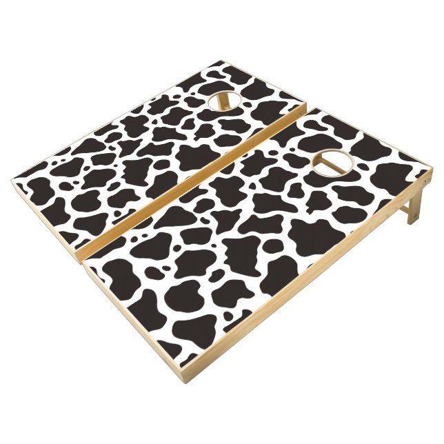 Cow pattern background cornhole set (Angled)