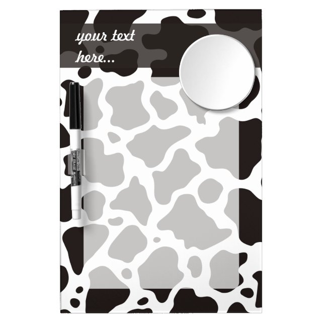 Cow pattern background dry erase board with mirror (Front)