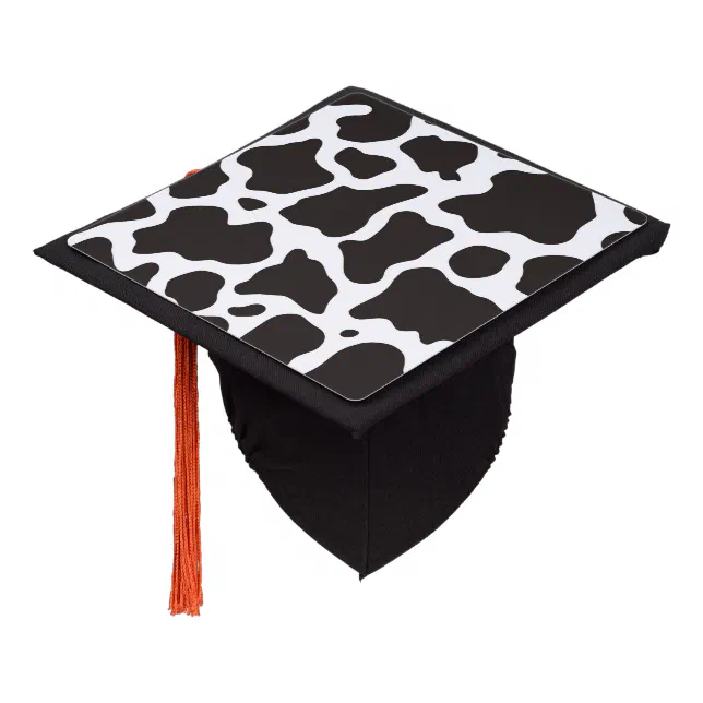 Cow pattern background graduation cap topper | Zazzle