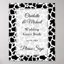 Cow Pattern Background Guest Book Sign Poster