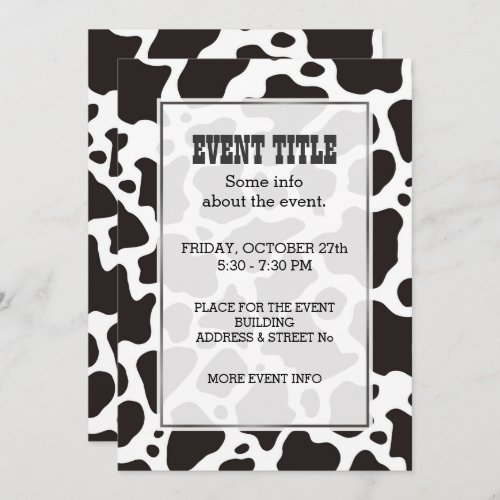 Cow pattern background Invitation