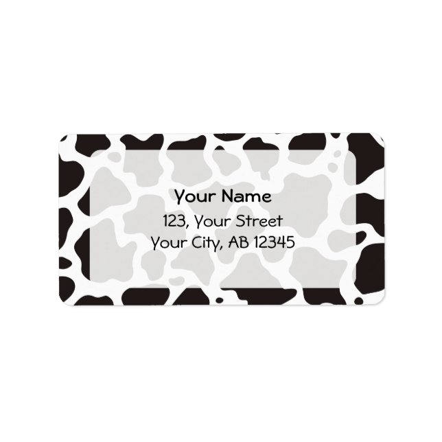 Cow pattern background label (Front)