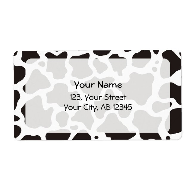 Cow pattern background label (Front)