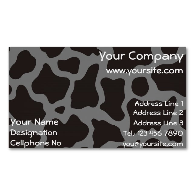 Cow pattern background magnetic business card (Front)