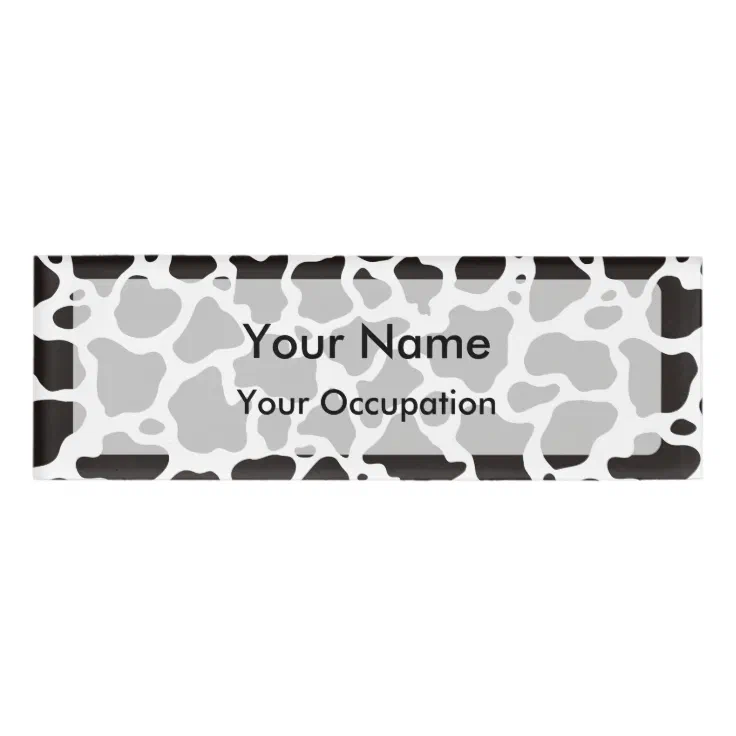 Cow pattern background Name Tag | Zazzle