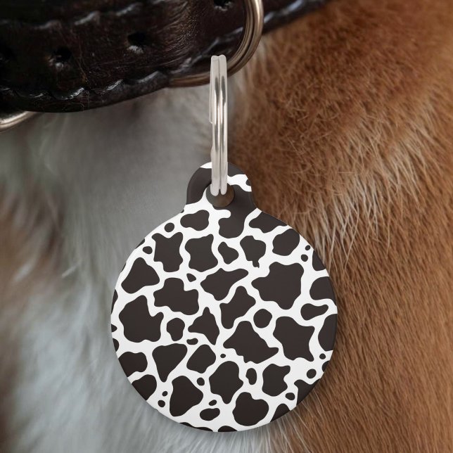 Cow pattern background pet ID tag (Creator Uploaded)