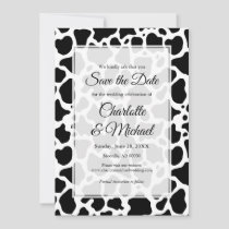 Cow Pattern Background Save the Date Announcement