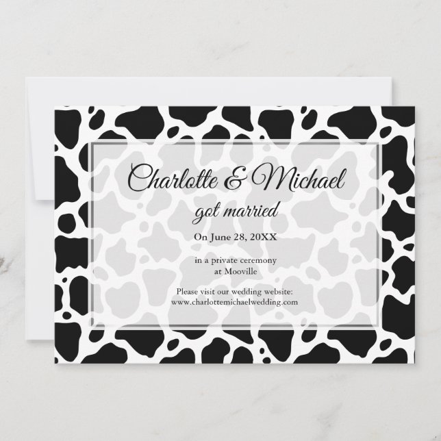 Cow Pattern Background Wedding Announcement (Front)