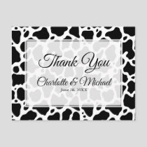 Cow Pattern Background Wedding Thank You Postcard