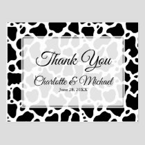 Cow Pattern Background Wedding Thank You Postcard