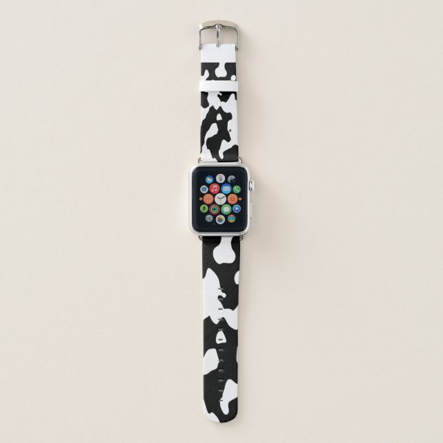 Cow Pattern Black and White Apple Watch Band (Front)