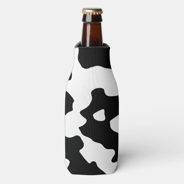 Cow Pattern Black and White Bottle Cooler (Bottle Front)