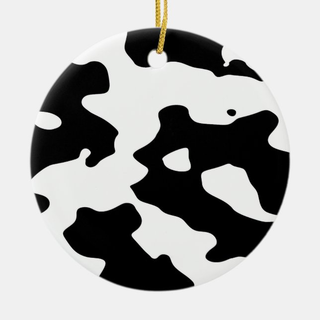 Cow Pattern Black and White Ceramic Ornament (Front)