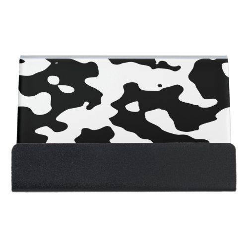 Cow Pattern Black and White Desk Business Card Holder