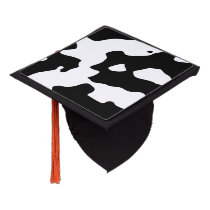 Cow Pattern Black and White Graduation Cap Topper