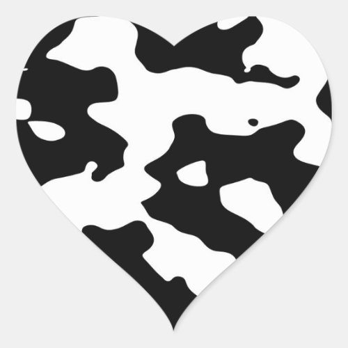 Cow Pattern Black and White Heart Sticker