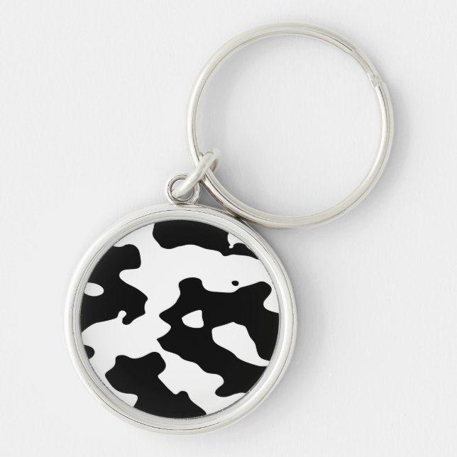 Cow Pattern Black and White Keychain (Front)