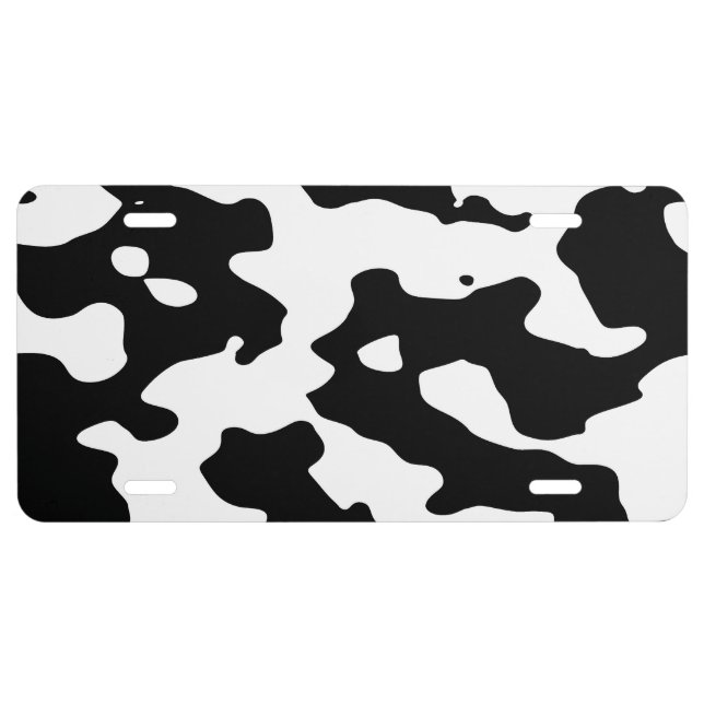 Cow Pattern Black and White License Plate (Front)