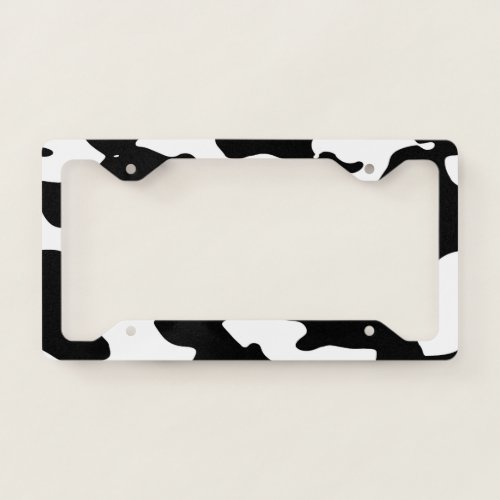 Cow Pattern Black and White License Plate Frame
