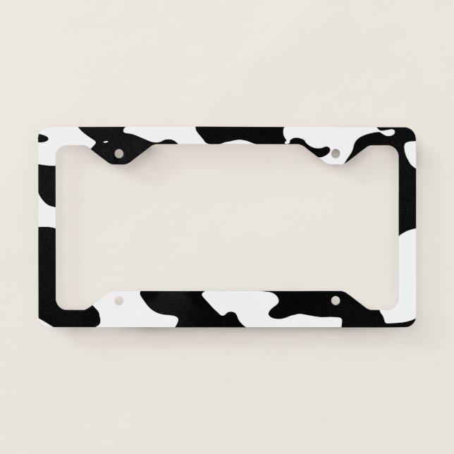 Cow Pattern Black and White License Plate Frame (Front)