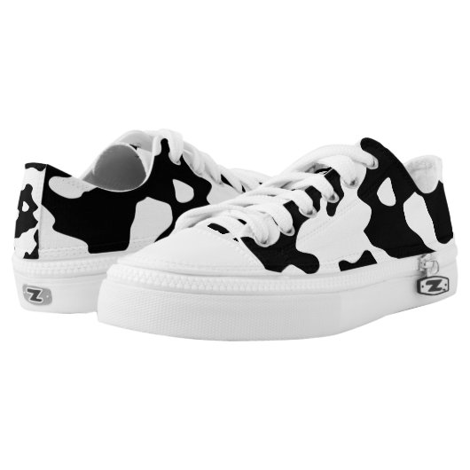 Cow Pattern Black and White Low-Top Sneakers (Pair)