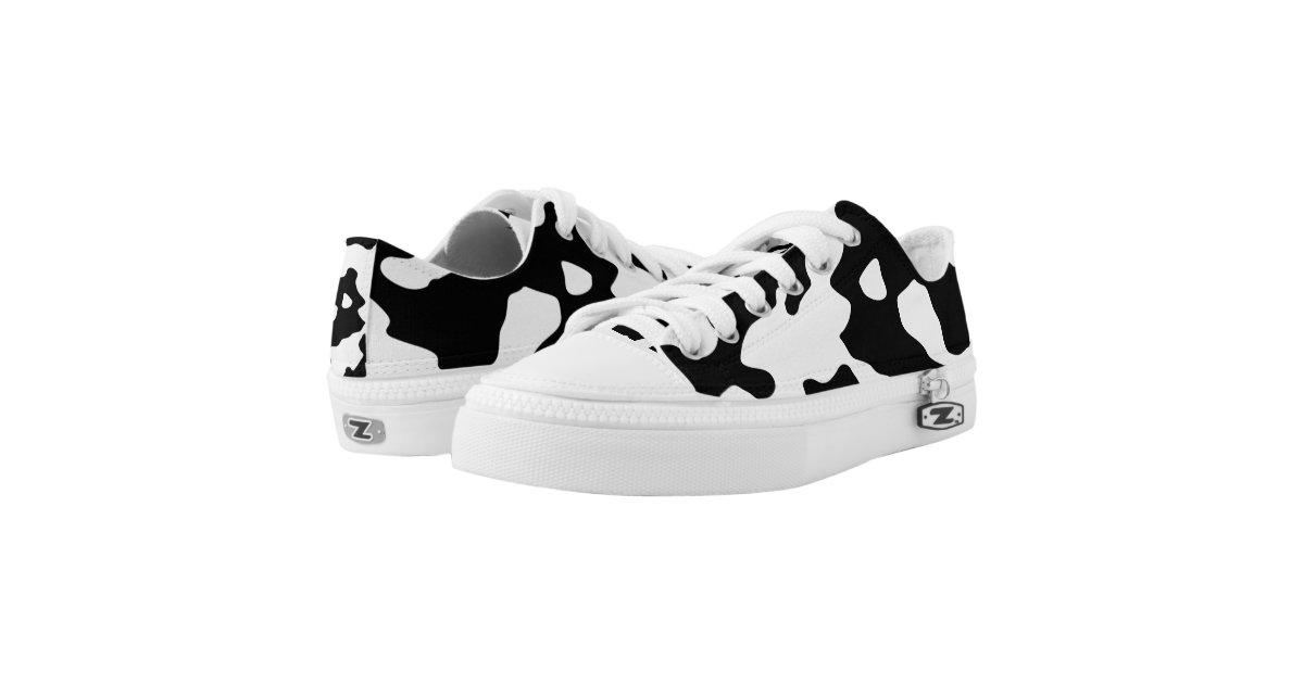 Cow Farm Pattern Print Black Sneaker Shoes For Men Women