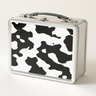 Cow Pattern Black and White Metal Lunch Box