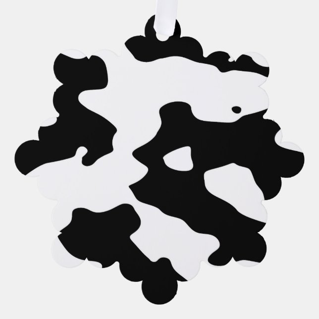 Cow Pattern Black and White  Ornament Card (Front)