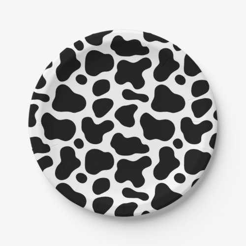 Cow Pattern Black And White Paper Plates