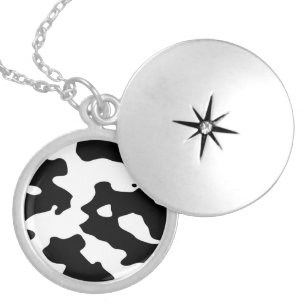 Cow Pattern Black and White Silver Plated Necklace