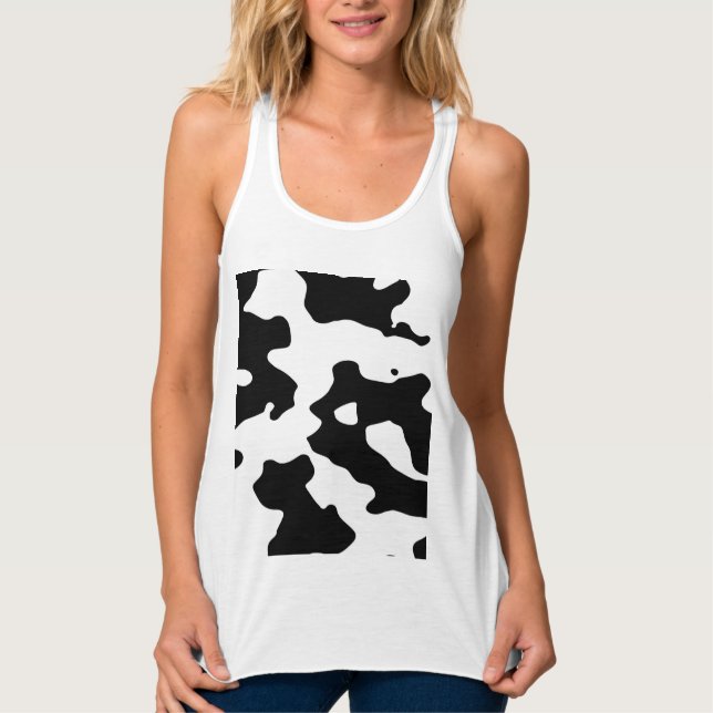 Cow Pattern Black and White Tank Top (Front)
