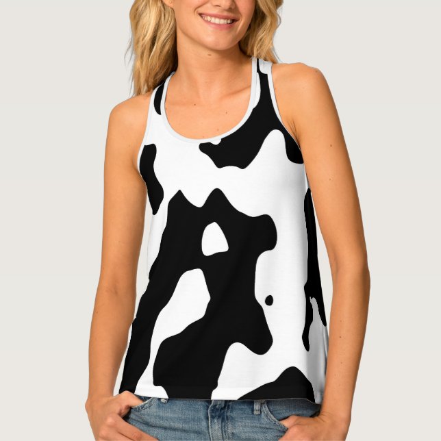 Cow Pattern Black and White Tank Top (Front)