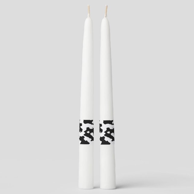 Cow Pattern Black and White Taper Candle (Front)